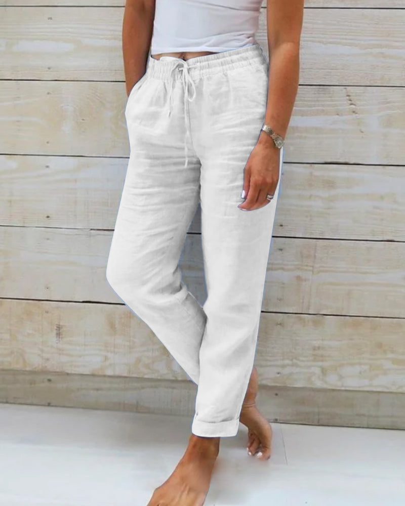 BreezeFlex™ - Casual Cotton Elastic Waist Summer Trousers