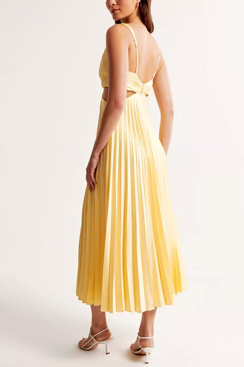 Gabrielle™ Neck Cut-Out Pleated Maxi Dress