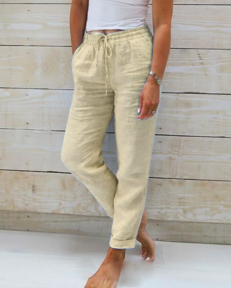 BreezeFlex™ - Casual Cotton Elastic Waist Summer Trousers