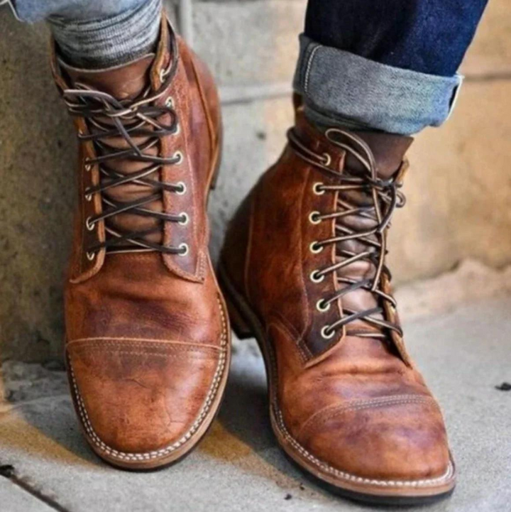 Stan - Vintage leather lace-up boots