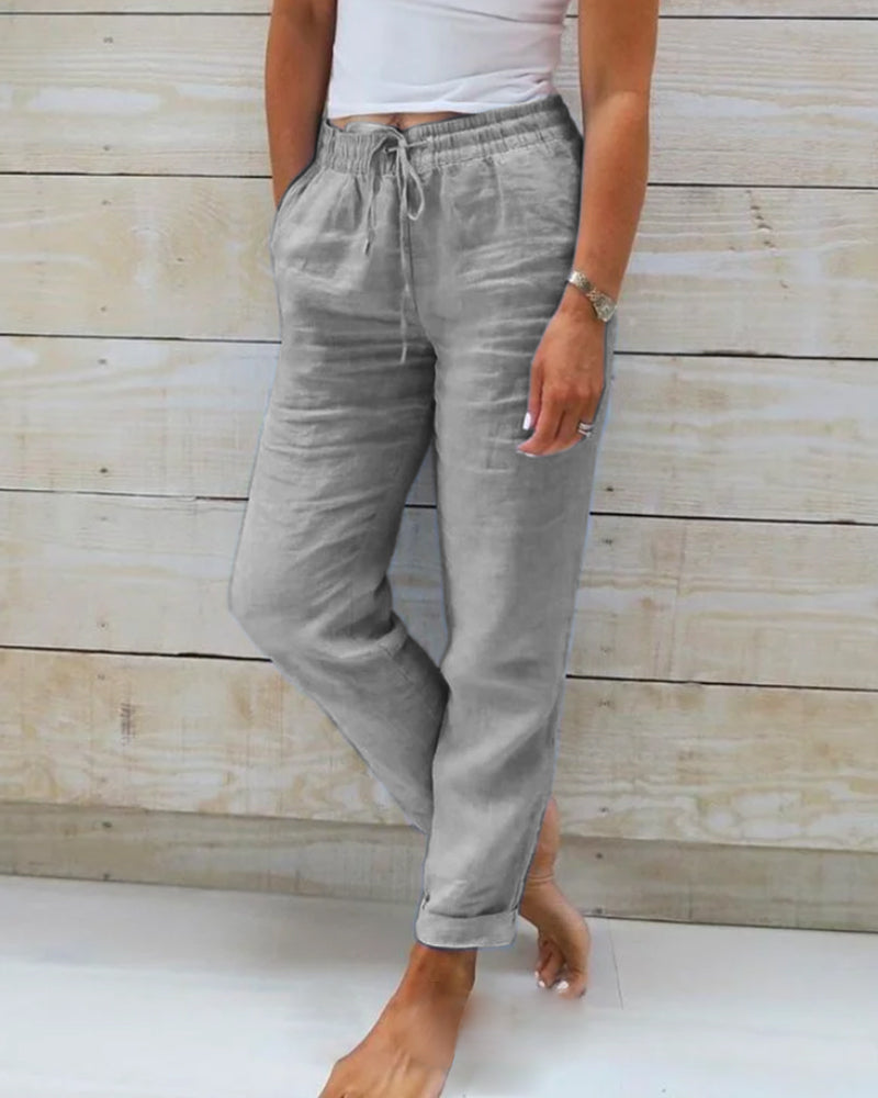 BreezeFlex™ - Casual Cotton Elastic Waist Summer Trousers