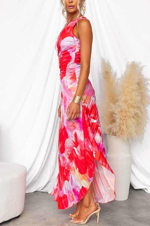 Sophie: One Shoulder Maxi Pleated Dress