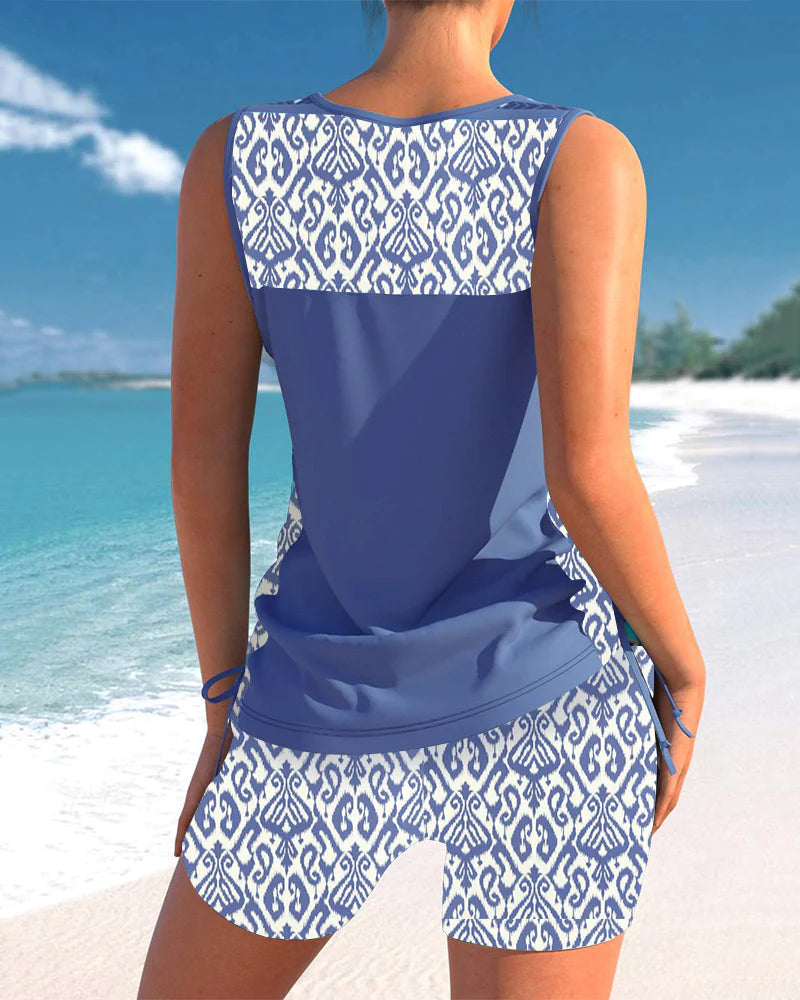 Senna | Geometric print tankini set