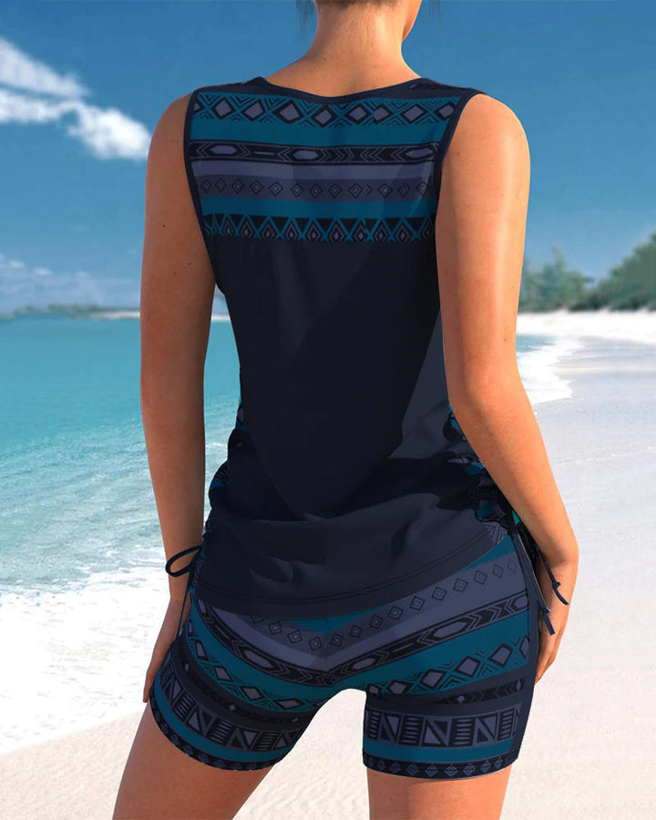 Senna | Geometric print tankini set