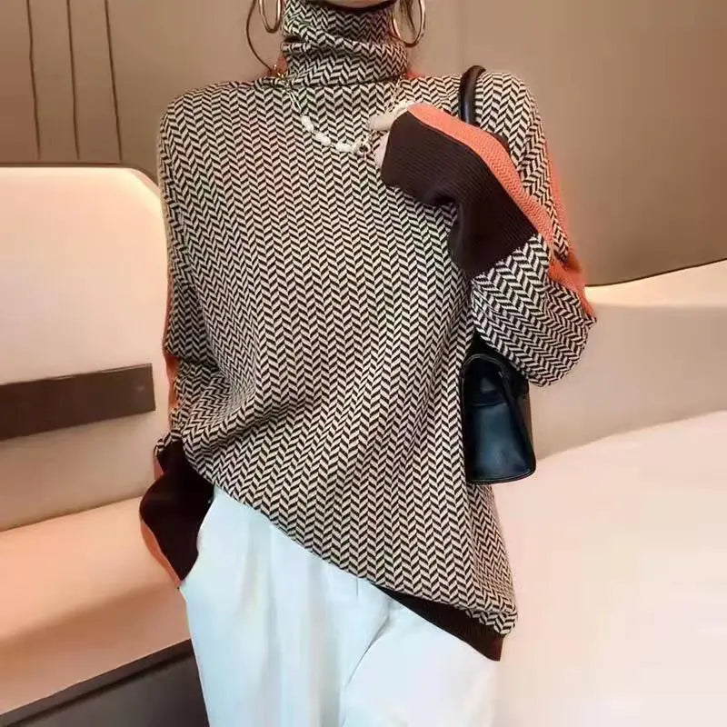 Amanda - Herringbone Turtleneck