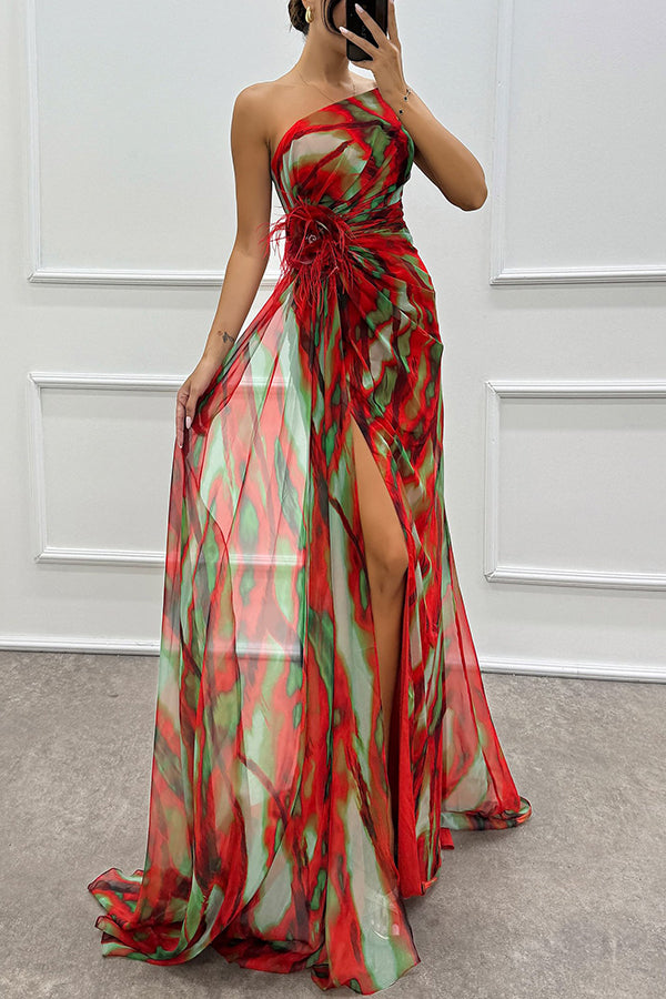 Iris Feather Rose Maxi Dress