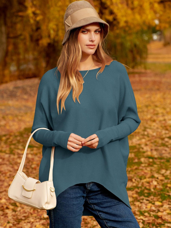 Ivy - Women's Oversized Irregular Pullover With Dolman Sleeves