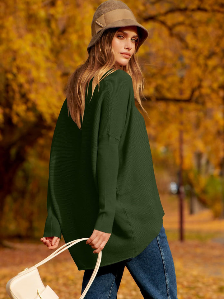 Ivy - Women's Oversized Irregular Pullover With Dolman Sleeves