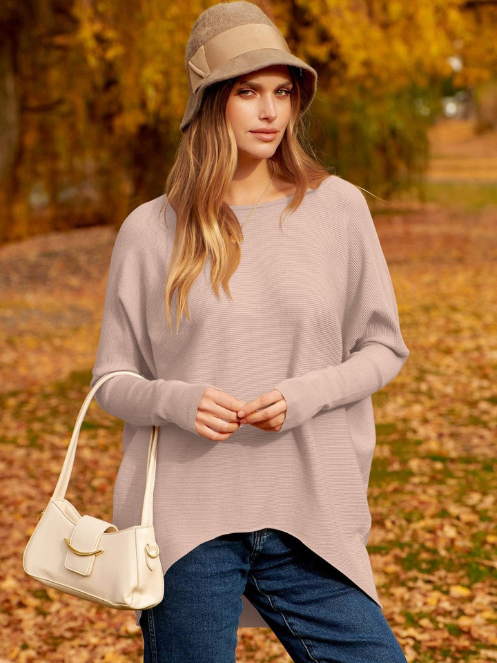 Ivy - Women's Oversized Irregular Pullover With Dolman Sleeves