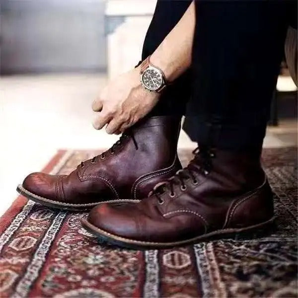 Stan - Vintage leather lace-up boots