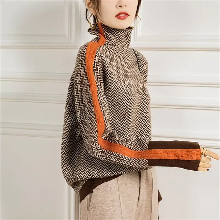 Amanda - Herringbone Turtleneck